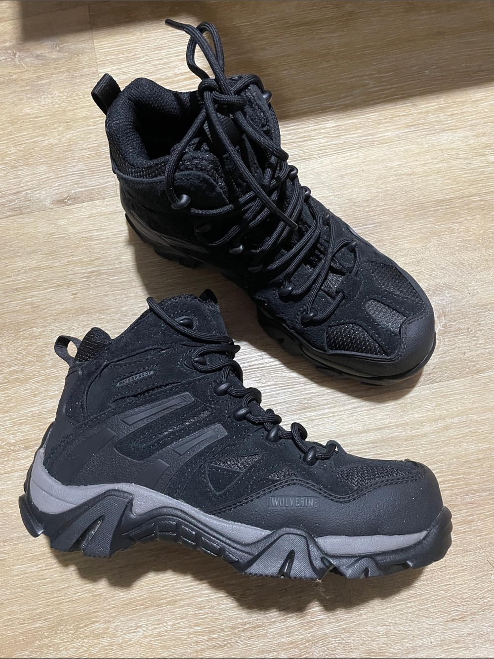 Wolverine Black and Gray Women's Steel Toe Hiking Boots